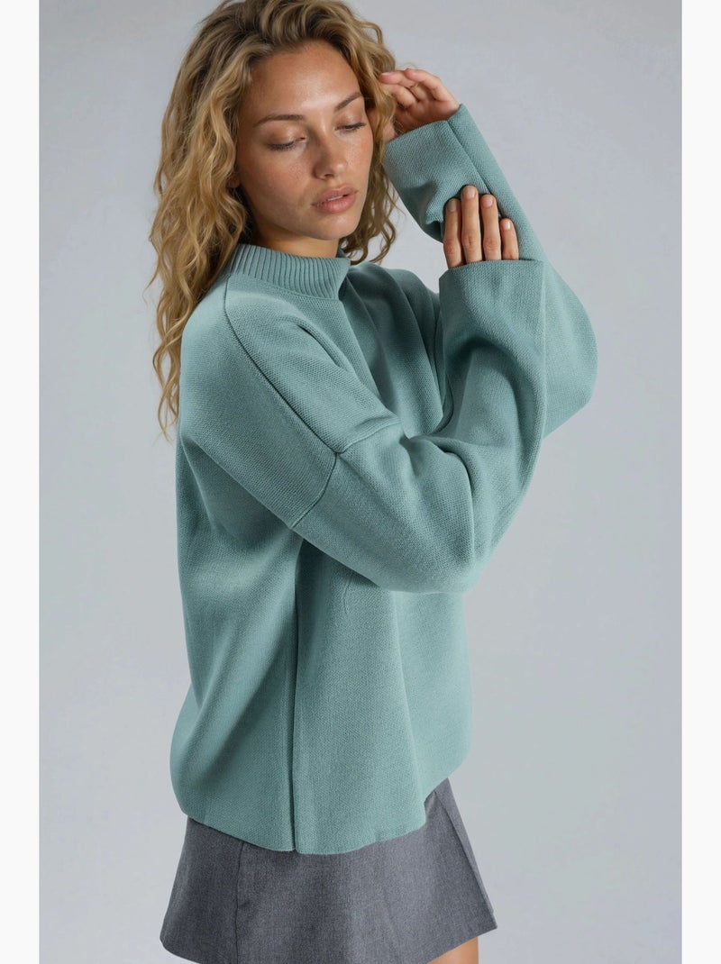 Ma mode pull à col roulé côtelé oversize my fashion Vert pastel - Kiabi