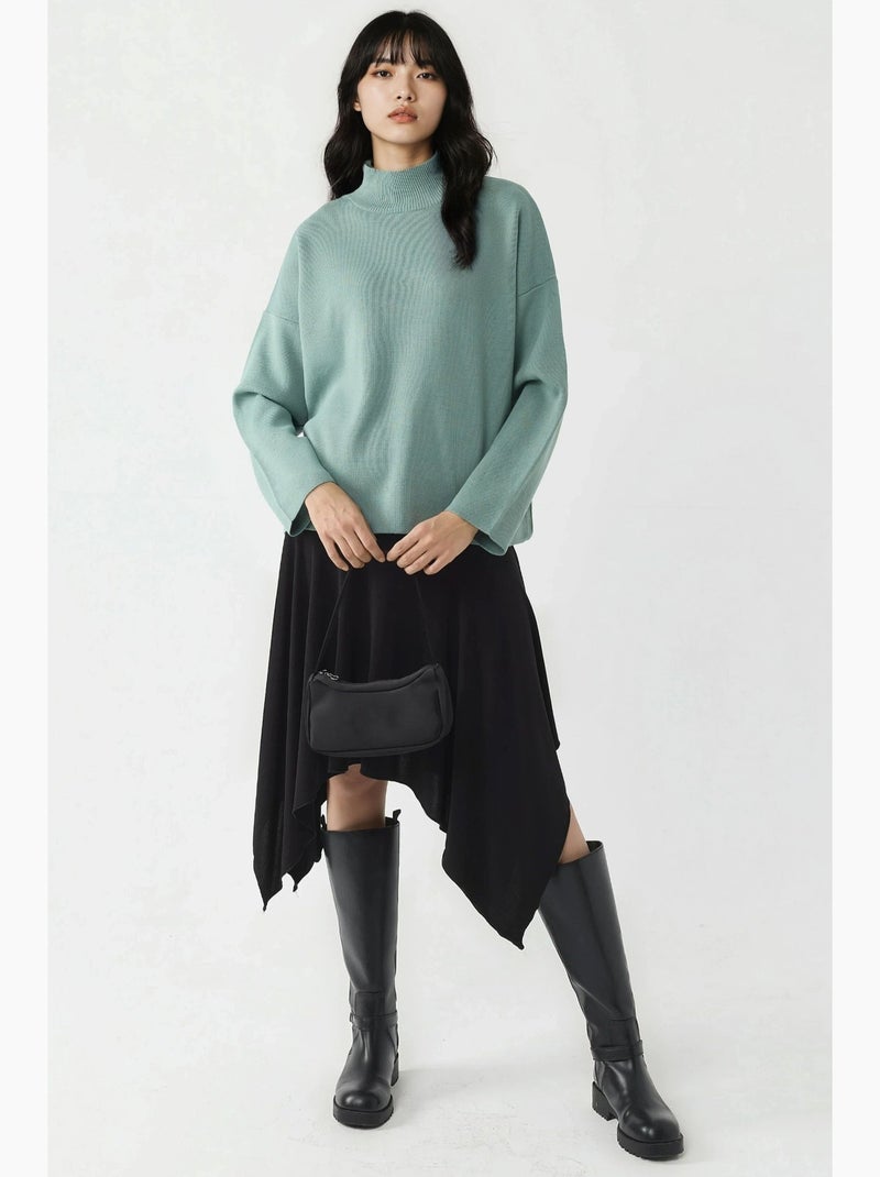 Ma mode pull à col roulé oversize en maille my fashion Vert pastel - Kiabi