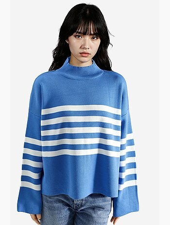 Ma mode pull à col roulé rayé oversize my fashion