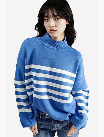 Ma mode pull à col roulé rayé oversize my fashion