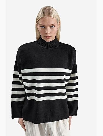 Ma mode pull à col roulé rayé oversize my fashion