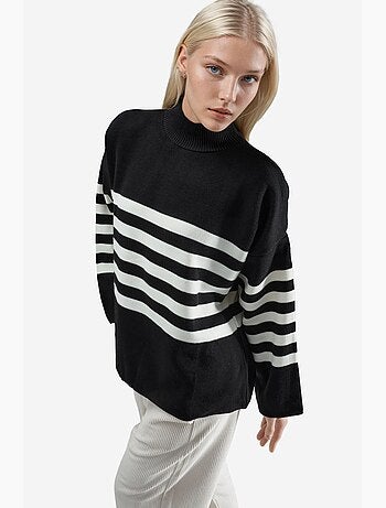 Ma mode pull à col roulé rayé oversize my fashion