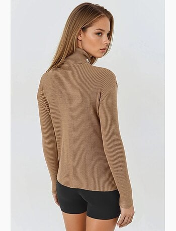 Ma mode pull à col roulé texturé ajusté my fashion