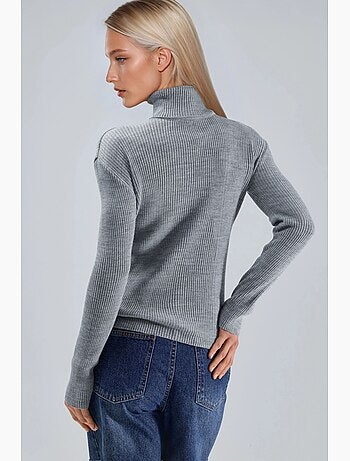 Ma mode pull à col roulé texturé ajusté my fashion