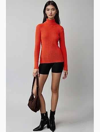 Ma mode pull à col roulé texturé ajusté my fashion