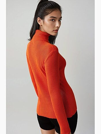 Ma mode pull à col roulé texturé ajusté my fashion