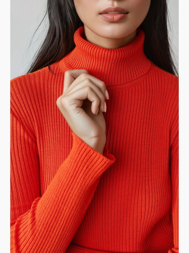Ma mode pull à col roulé texturé ajusté my fashion Rouge brique - Kiabi