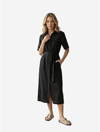 Ma mode robe chemise maxi ceinturée my fashion