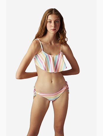 Macaron bas de bikini brésilien rayé à nouer penti