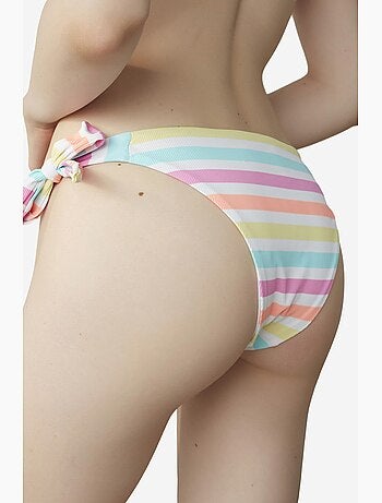 Macaron bas de bikini brésilien rayé à nouer penti