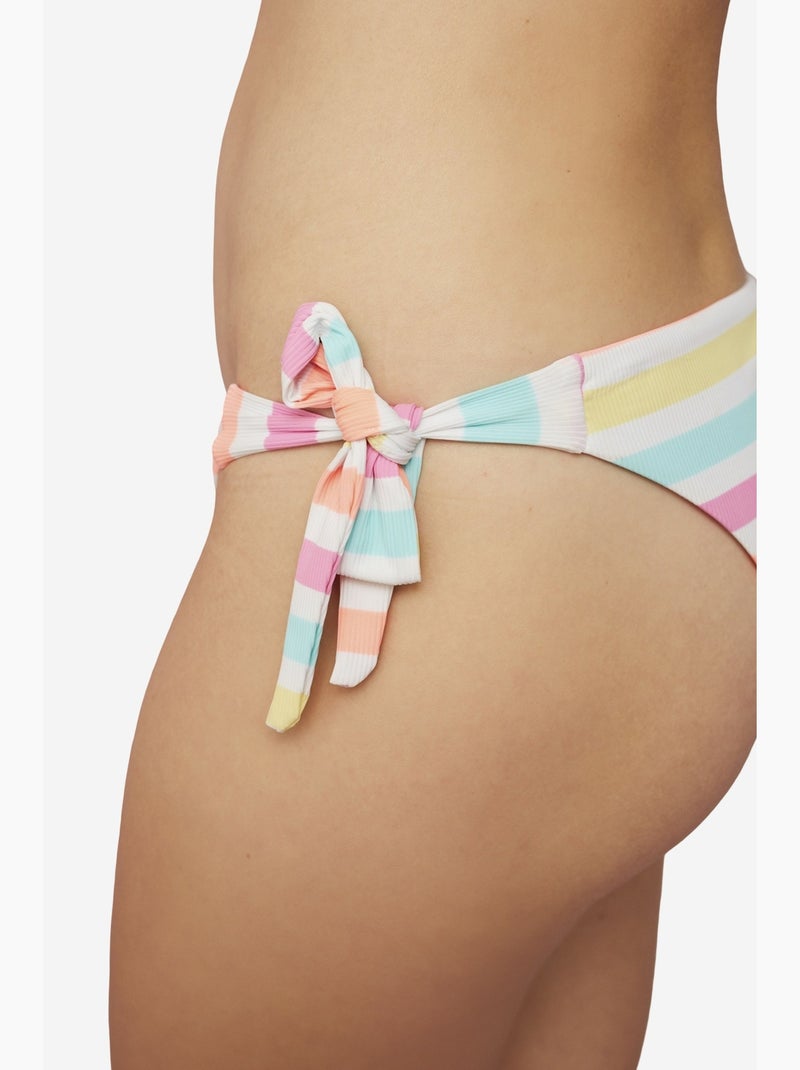 Macaron bas de bikini brésilien rayé à nouer penti Rose - Kiabi