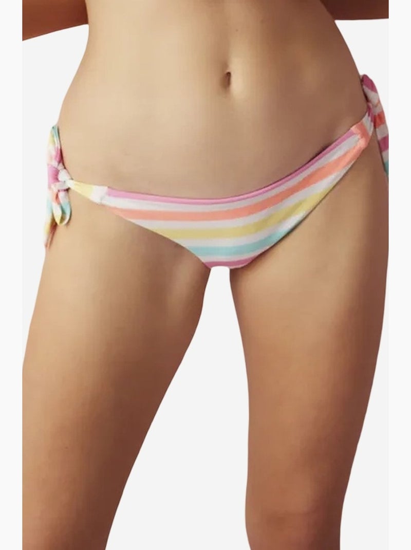 Macaron bas de bikini brésilien rayé à nouer penti Rose - Kiabi
