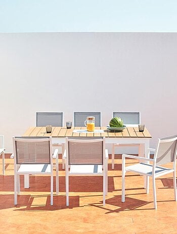 MADEIRA - Table extensible de jardin 8 places en aluminium et bois