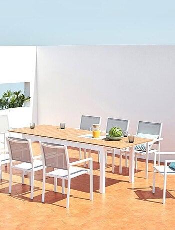 MADEIRA Table extensible de jardin 8 places en aluminium et bois