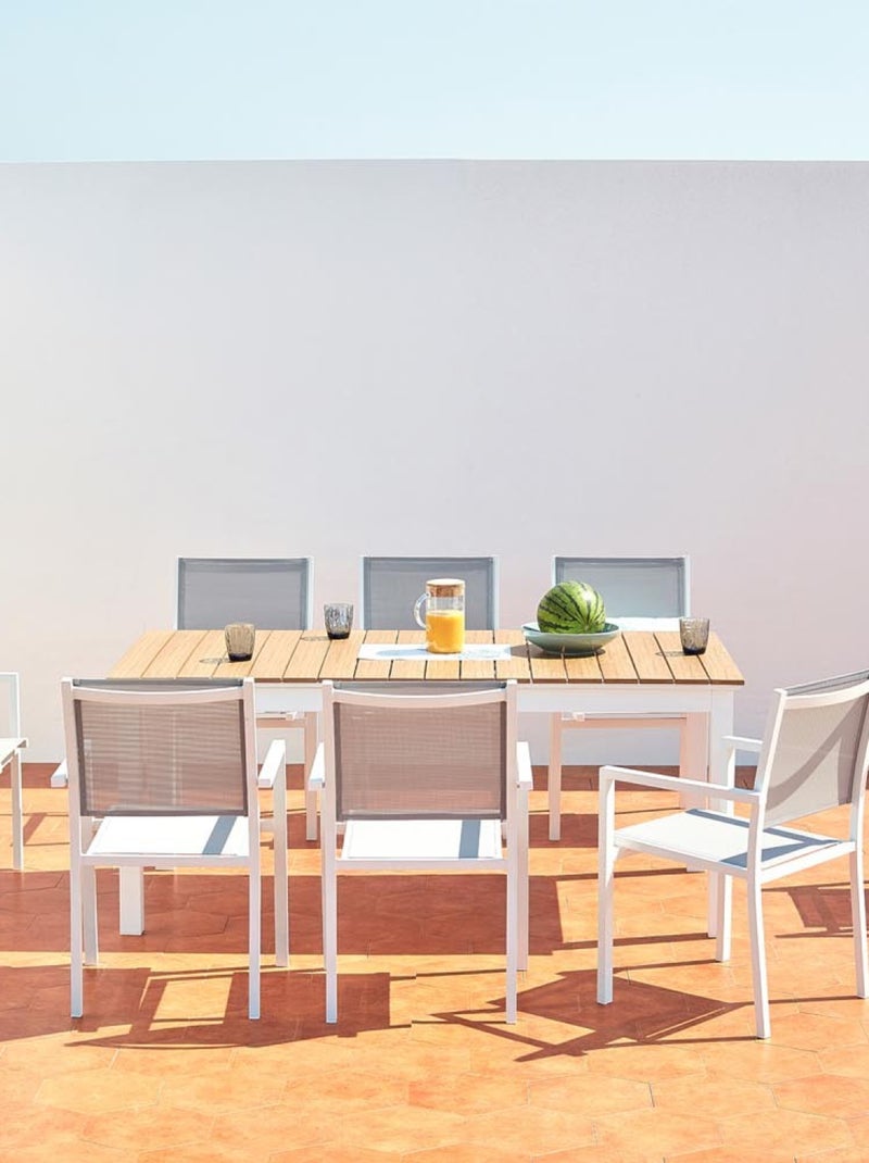 MADEIRA Table extensible de jardin 8 places en aluminium et bois Marron - Kiabi