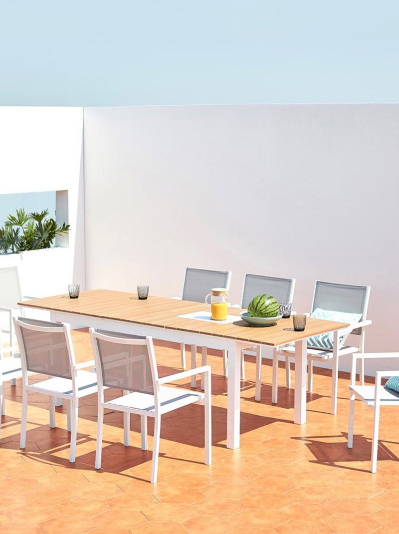 MADEIRA Table extensible de jardin 8 places en aluminium et bois Marron - Kiabi