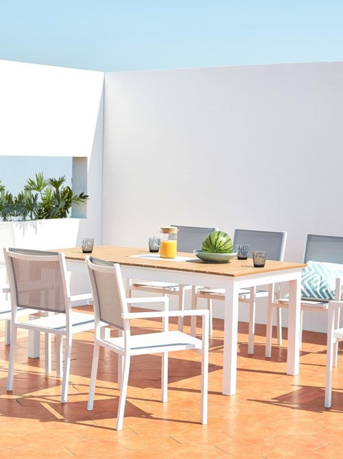 MADEIRA Table extensible de jardin 8 places en aluminium et bois - Kiabi