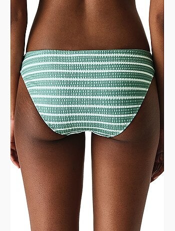 Maela bas de bikini rayé texturé à taille mi-haute penti