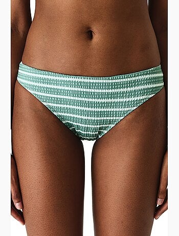 Maela bas de bikini rayé texturé à taille mi-haute penti