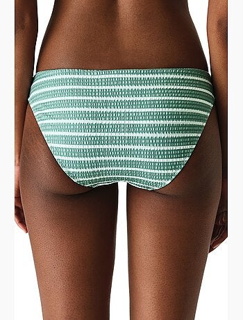 Maela bas de bikini rayé texturé à taille mi-haute penti