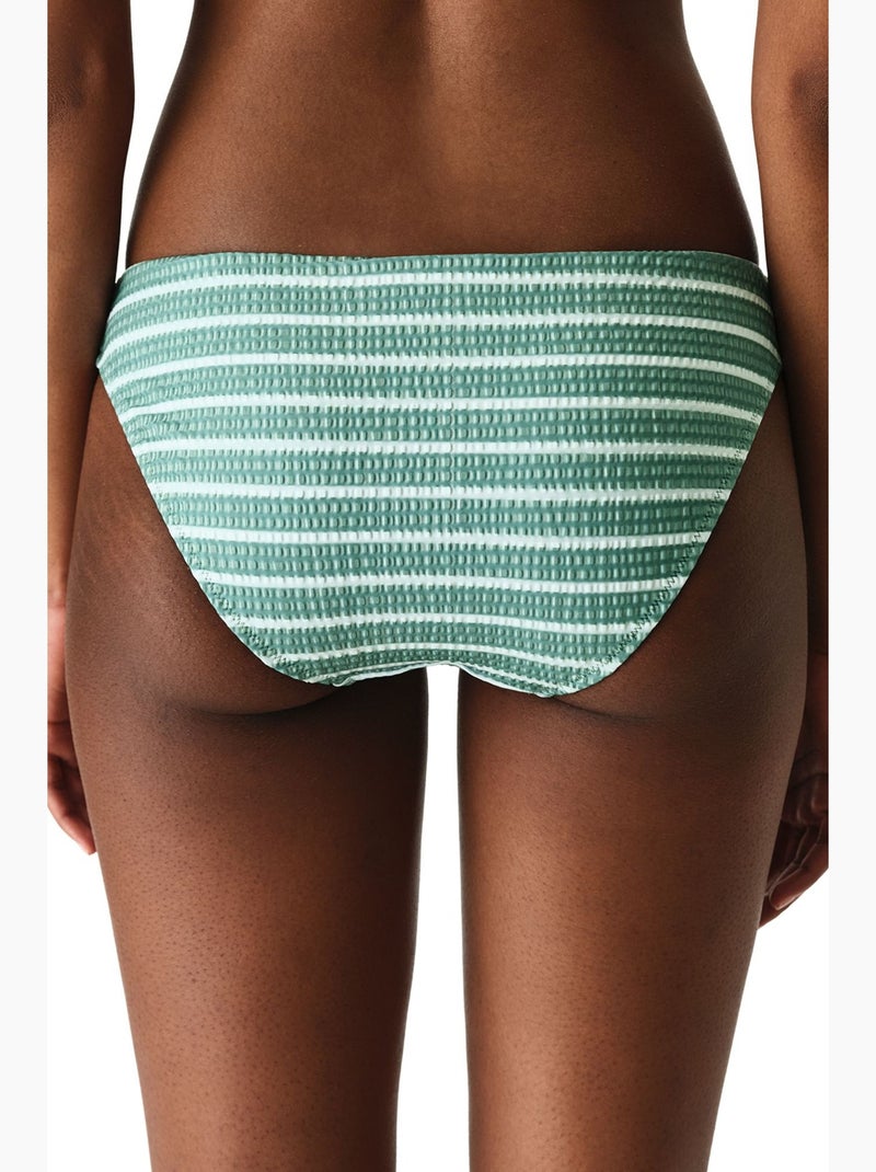 Maela bas de bikini rayé texturé à taille mi-haute penti Vert menthe - Kiabi