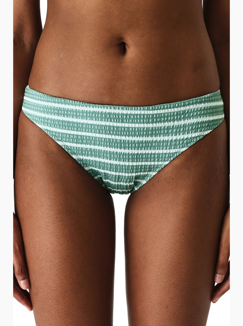 Maela bas de bikini rayé texturé à taille mi-haute penti Vert menthe - Kiabi