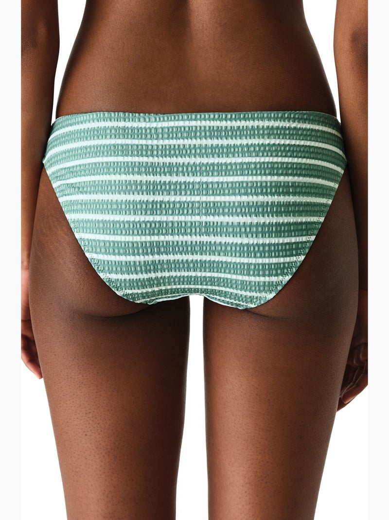 Maela bas de bikini rayé texturé à taille mi-haute penti Vert menthe - Kiabi