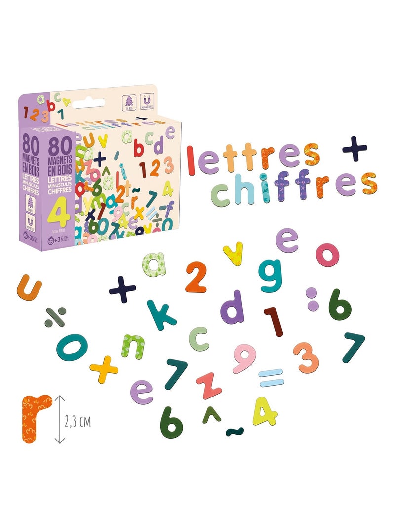 Magnets en bois - Lettres minuscules et Chiffres Beige - Kiabi