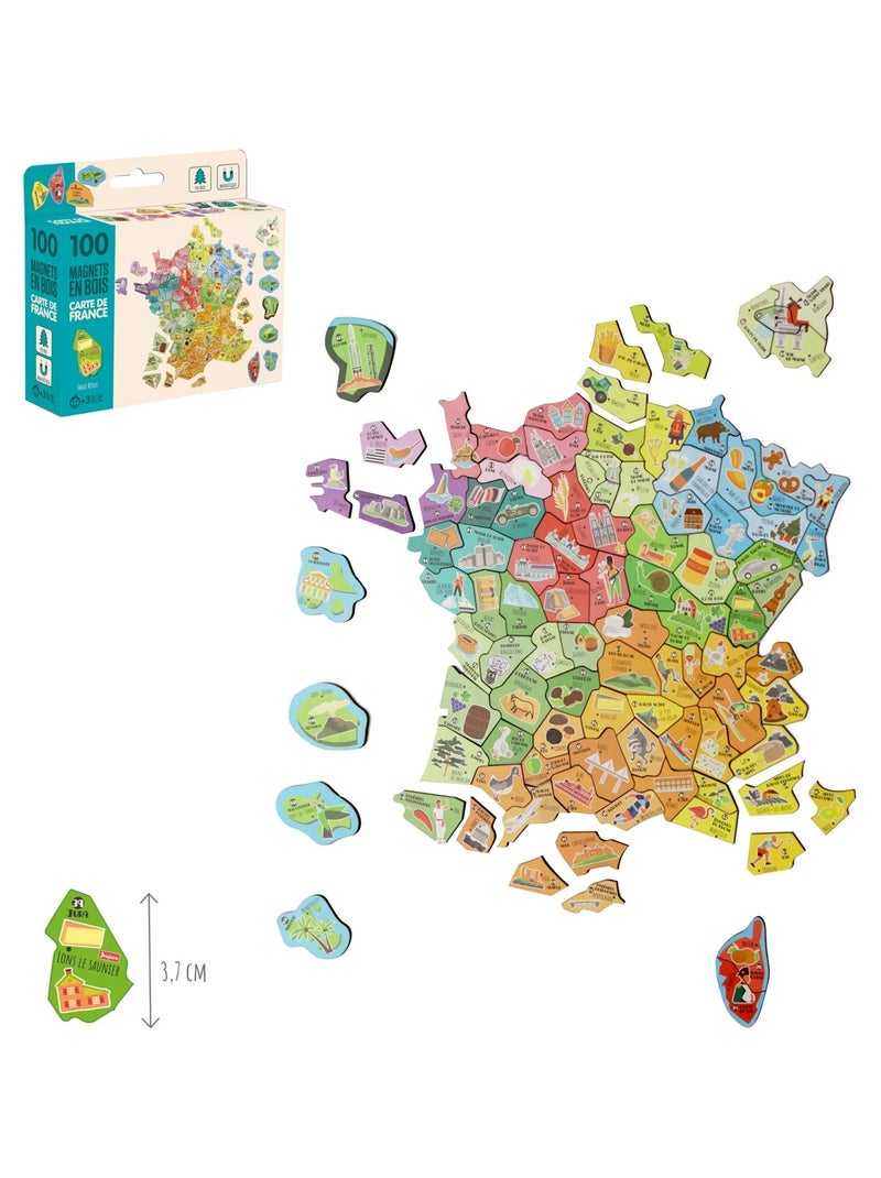 Magnets en bois Carte de France Beige - Kiabi