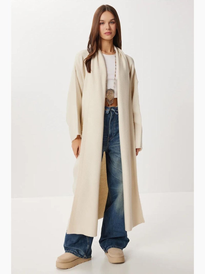 Magnifique cardigan oversize en maille côtelée avec col rabattu istanbul Sable - Kiabi