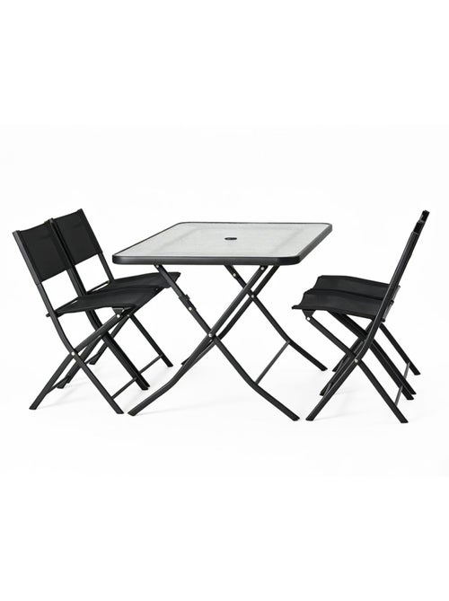 MAHON Ensemble table de jardin 130 cm et 4 chaises pliantes - Kiabi