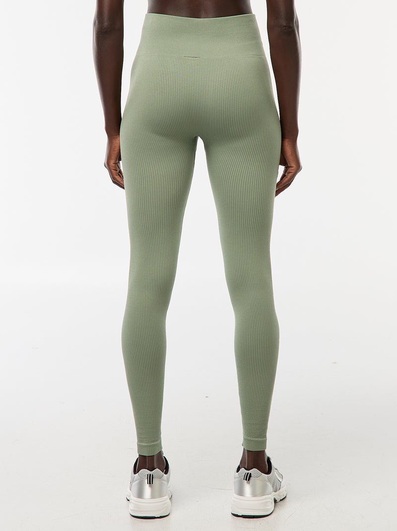 Maille stretch côtelée sans couture Vert - Kiabi