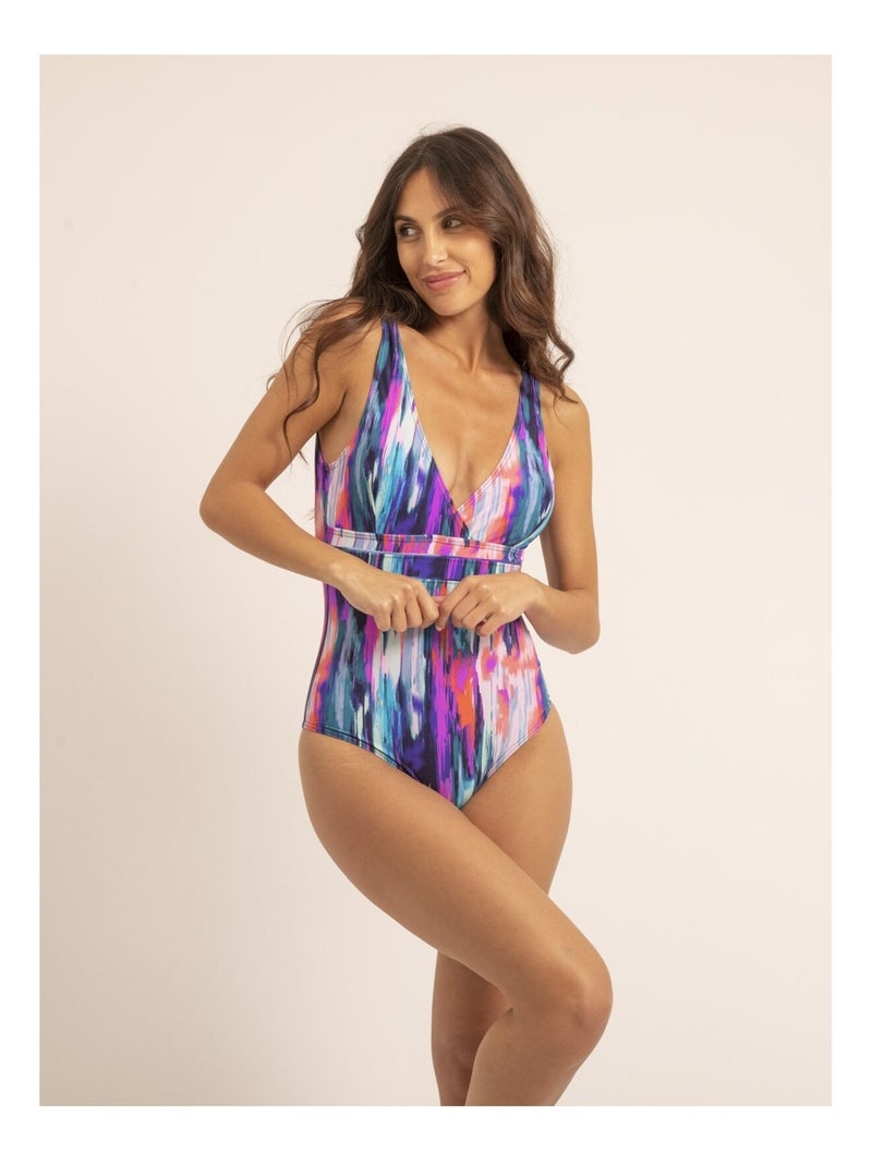 Maillot 1 pièce motifs GERDI Violet - Kiabi