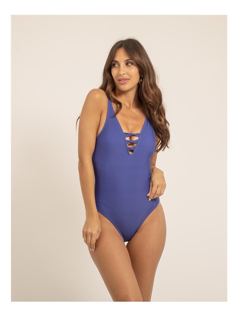 Maillot 1 pièces découpes GISELLE Bleu roi - Kiabi