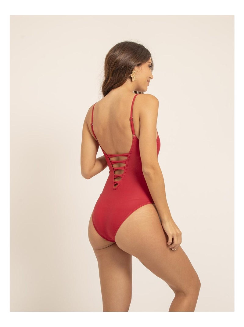 Maillot 1 pièces découpes GISELLE Rouge - Kiabi