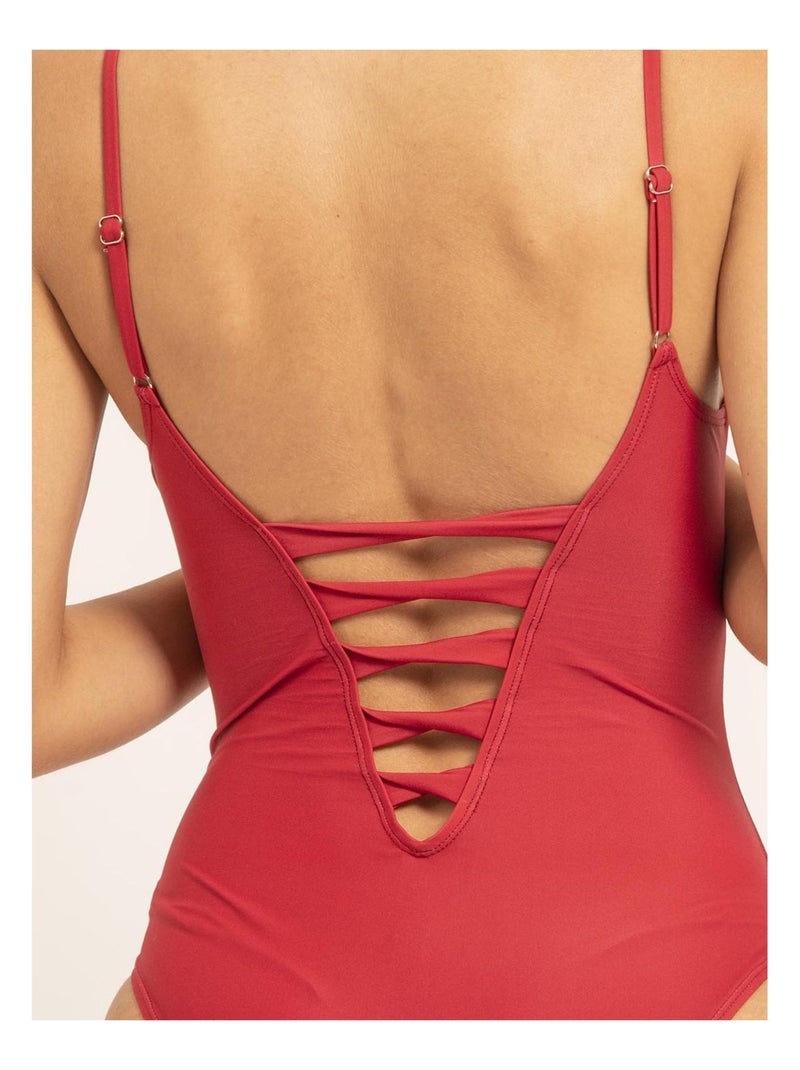 Maillot 1 pièces découpes GISELLE Rouge - Kiabi