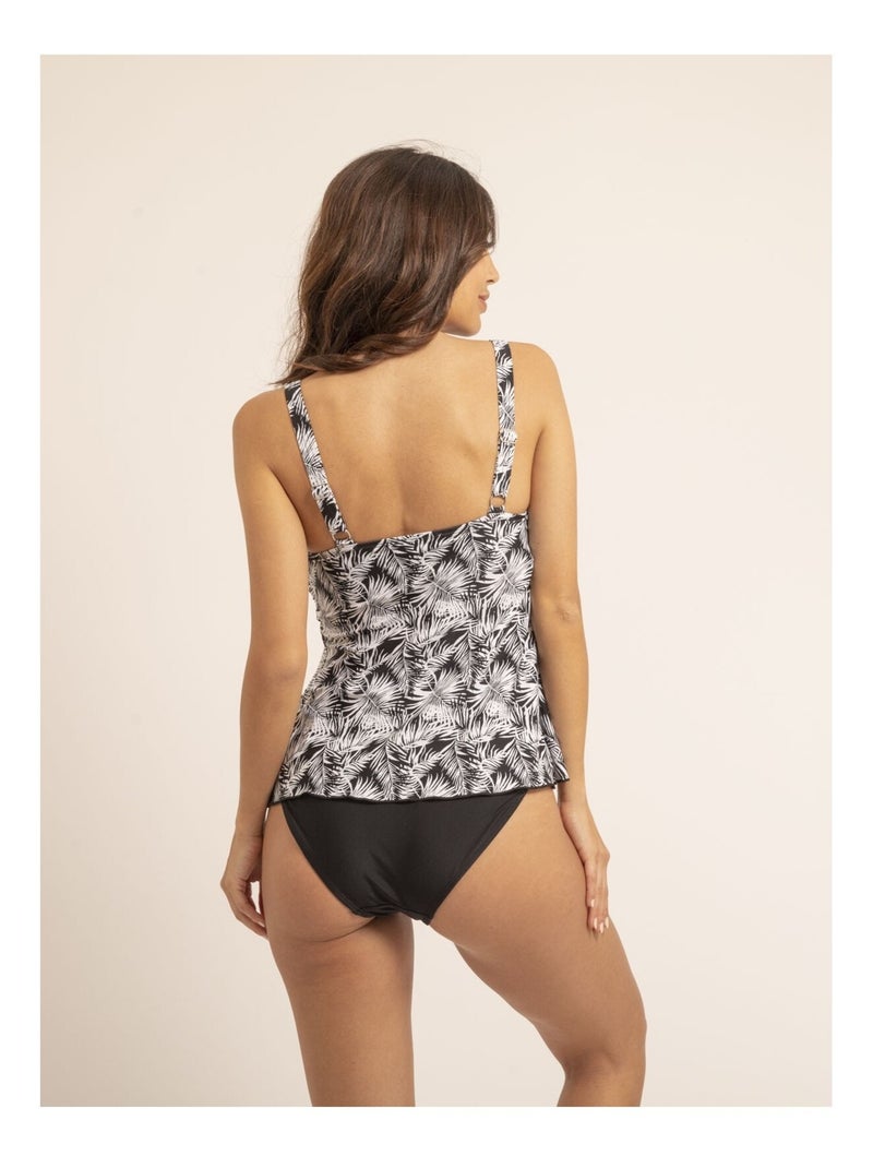 Maillot 2 pièces tankini motifs GAELLE Noir - Kiabi