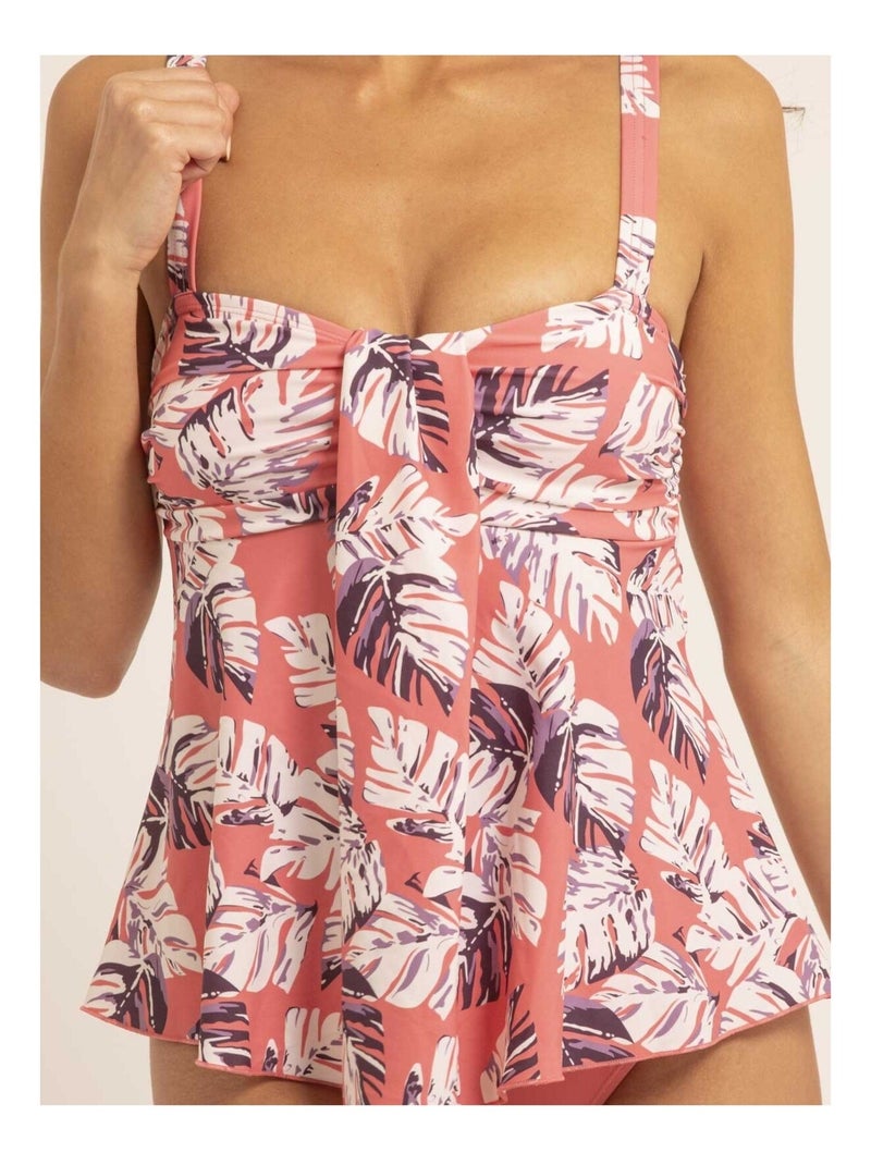 Maillot 2 pièces tankini motifs GAELLE Rose - Kiabi