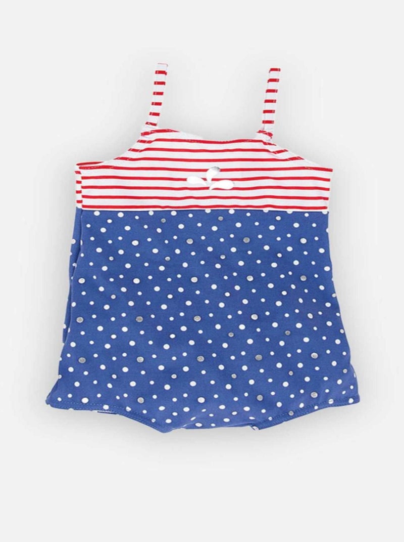 Maillot à pois et ligné double protection Cape Cod Archimède Bleu - Kiabi
