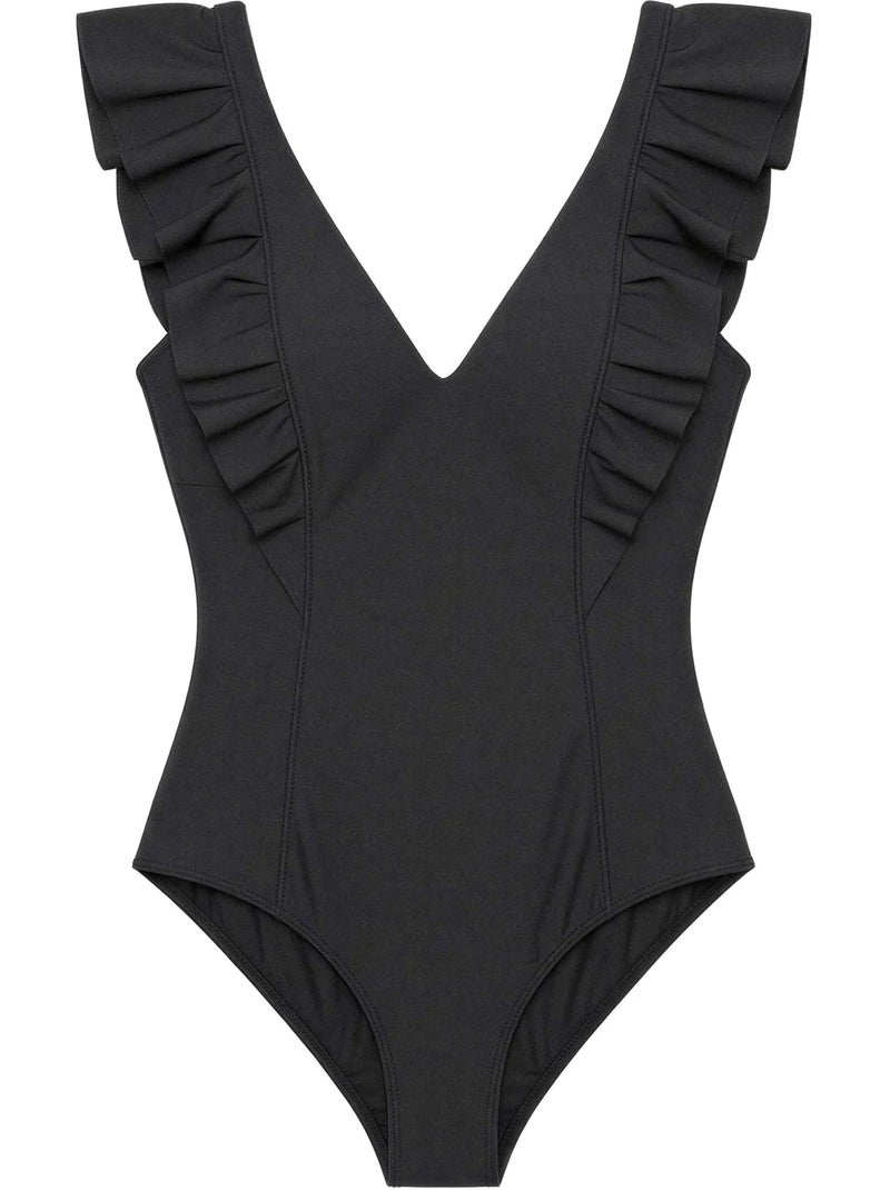 Maillot avec volants on top swim party edition Noir - Kiabi