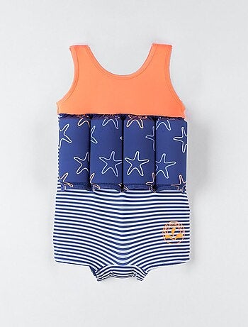 Maillot bouée à imprimé étoile de mer, marine/orange Archimède