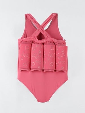 Maillot De Bain Flottant Fille - Motif Feu D'artifice, Flotteurs Amovibles, SPF50+, Norme Sécurité