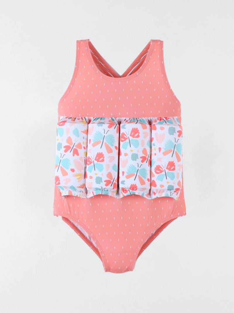 Maillot bouée à imprimé papillon, corail/aqua Archimède Bleu - Kiabi