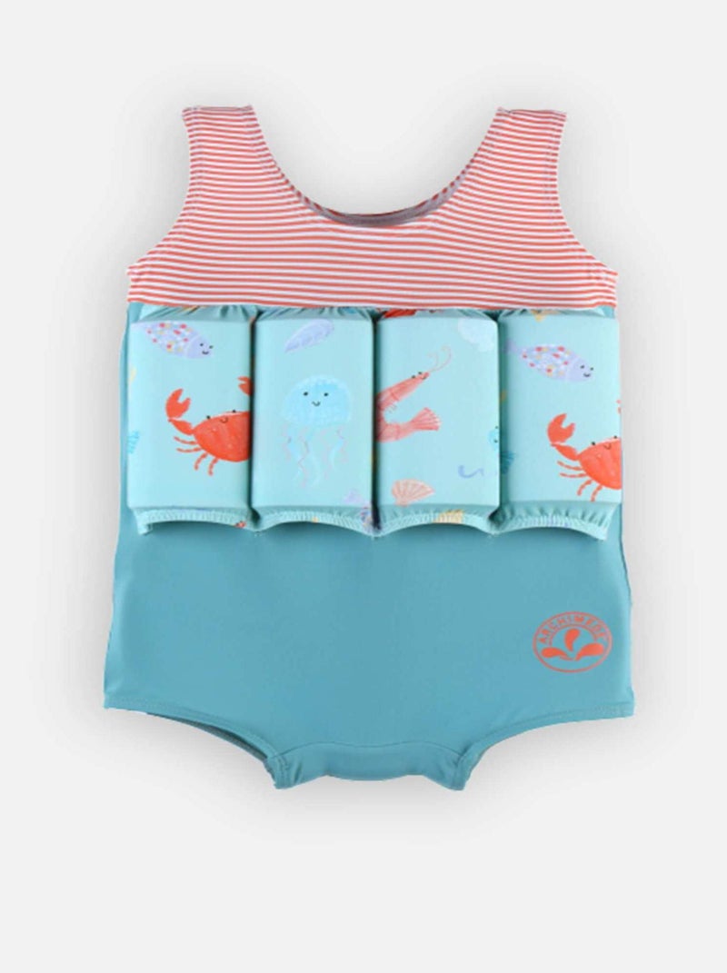 Maillot bouée à imprimés, aqua/rouge Bleu - Kiabi