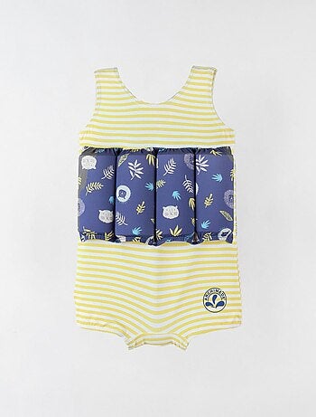 Maillot bouée rayé à imprimés, jaune/bleu Archimède
