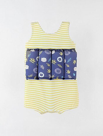 Maillot bouée rayé à imprimés, jaune/bleu Archimède