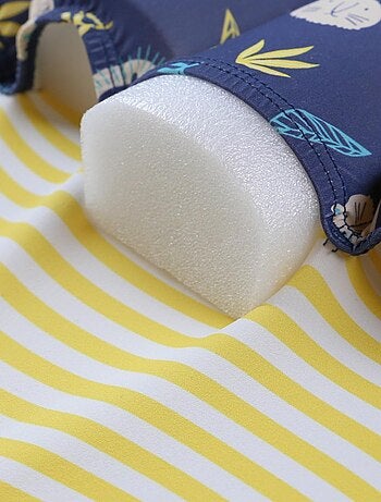 Maillot bouée rayé à imprimés, jaune/bleu Archimède