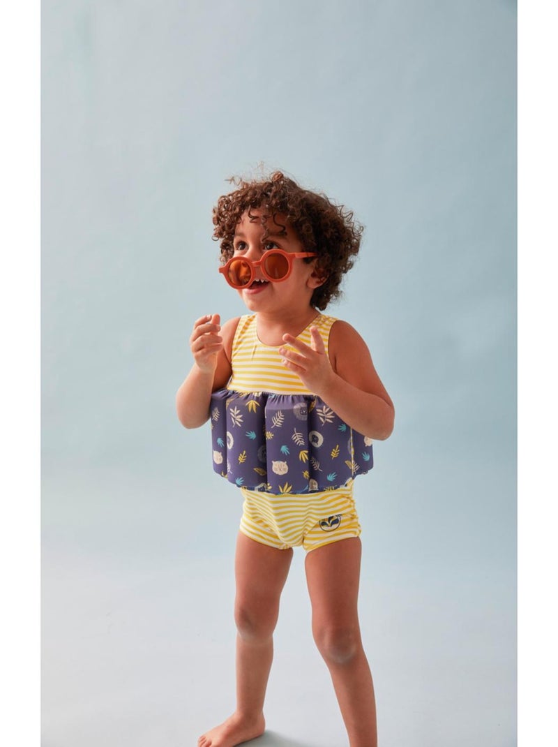 Maillot bouée rayé à imprimés, jaune/bleu Archimède Bleu - Kiabi