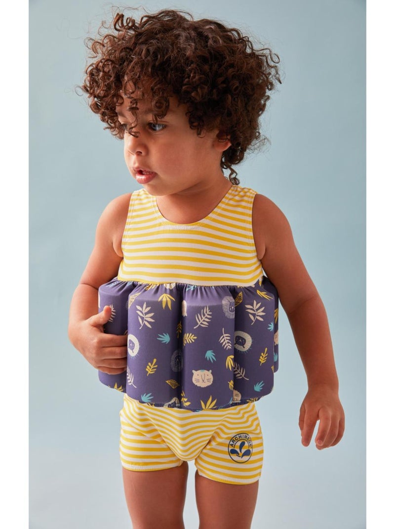 Maillot bouée rayé à imprimés, jaune/bleu Archimède Bleu - Kiabi