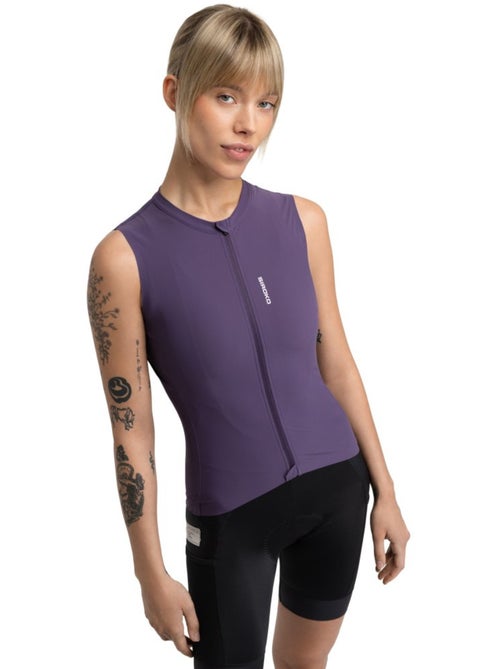 Maillot cyclisme gravel sans manches femme cyclisme femme gm4 strata aubergine - Kiabi